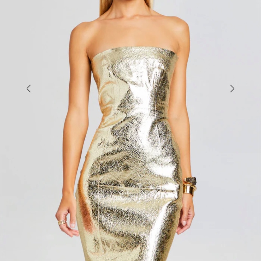 Retrofete Gold Strapless Metallic Maxi Dress - Picture 3 of 5